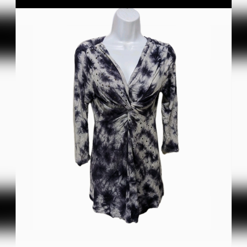 Boston Proper Front Twist Empire Tunic Top XS Embellished 90s Y2K #8100